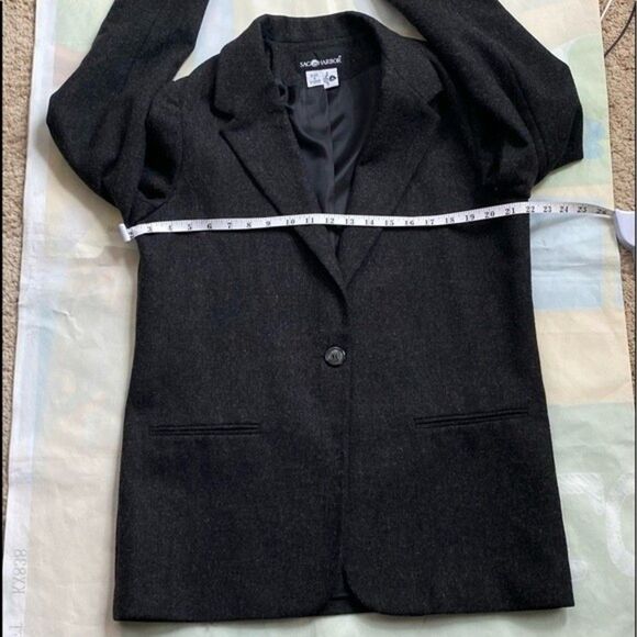 Sag Harbor Womens Blazer Heather Black Wool Rich Blend Jacket Sz 8 100%Pure Wool - Picture 2 of 12